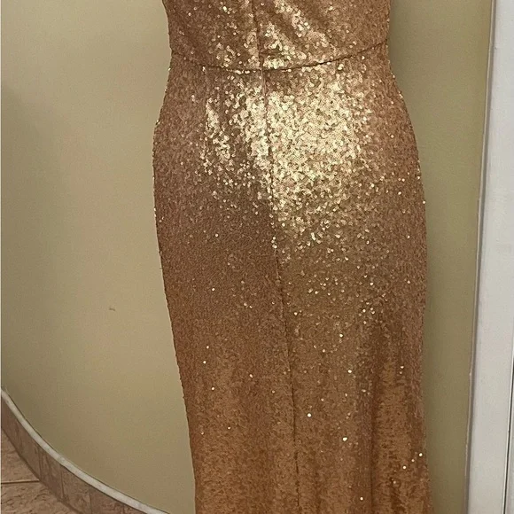Marchesa Gold Sequin Maxi Dress /with lining stretch size8 - coffeafoods.com